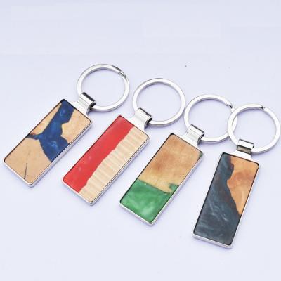 China Unique Customize Wooden Burl Keyring Creative Keychain Best Quality Design Resin Key Chain Wooden for sale