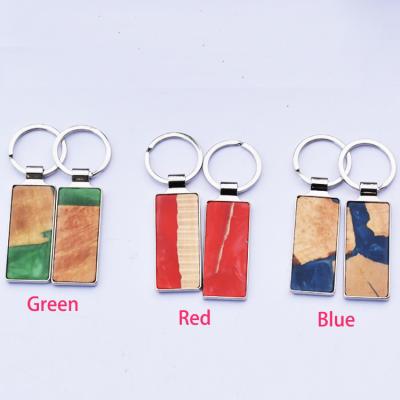 China Unique Luxury Gift Factory Price Wooden Key Chain Wood Keychains Customized Resin Key Chain Various Colors for sale