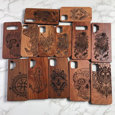 China Four Corner Protect Shockproof High Quality Solid Cell Phone Wood Wood Cover Rosewood For Mini 11 Pro XS MAX Laser Carving Wood Cases Iphone 12 Max Durable for sale