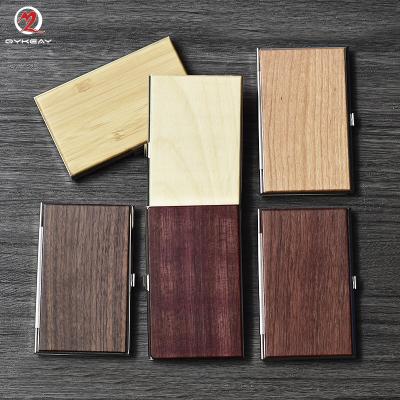 China 100% Natural Steel Business Bank Card Holders Best Selling Real Walnut Wood+Stainless Eco-friendly Wooden Card Case Cover Portable Wallet for sale