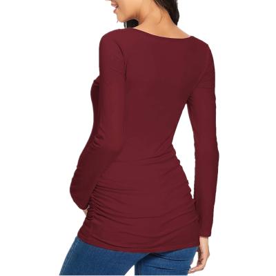 China High quality antibacterial caring t-shirt with long sleeves and frills for pregnant women for sale