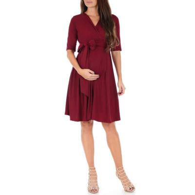 China New Cheap Price Antibacterial Summer Solid Color V-Neck Lace Dress For Pregnant Women for sale