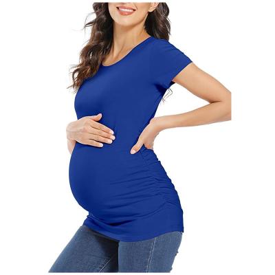 China OEM Antibacterial Women Maternity Short Sleeve Stitches Tops Blouse Knitted Pregnancy Printed T-Shirt for sale