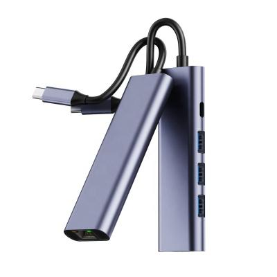 China Port USB Hub 3.0 USB Charging Hub Extension Aluminum Alloy Left Type C Adapter For MacBook USB Hub 5 in 1 for sale