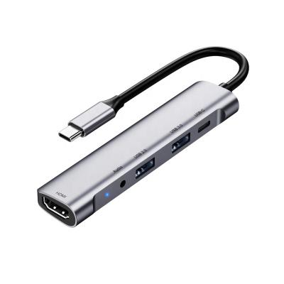 China 5 in 1 Multifunctional Hub USB C 3.0 Aluminum Palladium Left Extension Charging USB C Ethernet Hub for MacBook USB Hub for sale