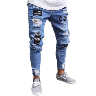 China 1 MOQ Sustainable Slim Fit Denim Pants Ripped Skinny Jeans Men for sale