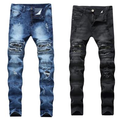 China High Street Sustainable Knee Ripped Slim Fit Skinny Man Biker Jeans for sale