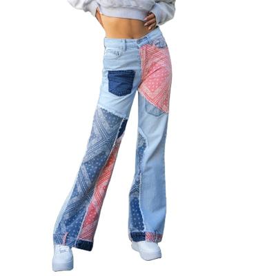 China High Waist Cargo Pants Women Streetwear 90s Mum Jeans 2021Patchwork Women Viable Straight Aesthetic Loose Print Vintage for sale