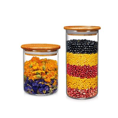 China Viable Bamboo Lid Storage Glass Jar With Lid For Spice Saffron Food Grade GSJ-53B for sale