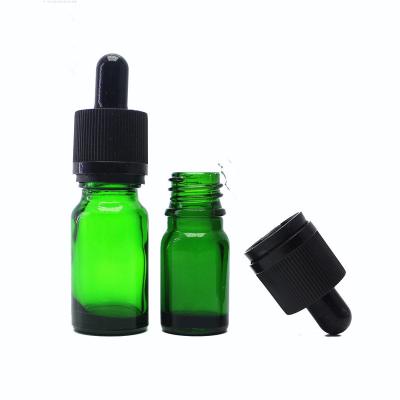 China 30ml Green Glass Personal Care Bottle With Pipette 1 Ounce Dropper Bottles Round-1105A for sale