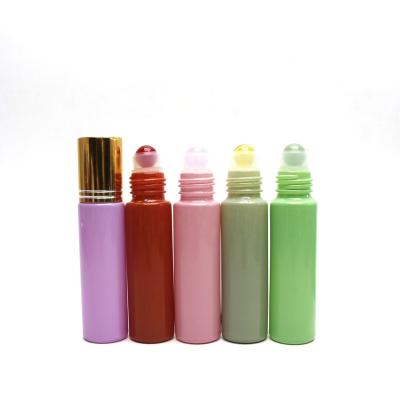 China Recycable Color Custom Logo Empty Glass Roll On Bottle With Jade Rollerball For Cosmetic Roller-161B for sale