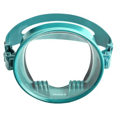 China Factory Liquid Professional Full Silicone Oval Design Scuba Full Face Snorkeling Tempered Glass Silicone Oval Frameless Adult Snorkeling Mask for sale