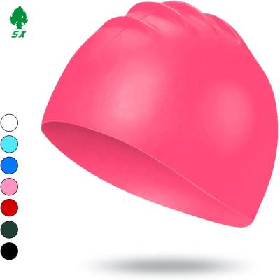 China Songxin Waterproof Durable Eco-friendly Sports Wholesale Kids Printed Silicone Swim Cap for sale