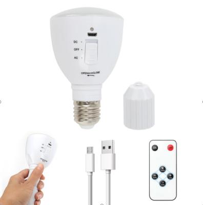 China USB Rechargeable Battery Residential Light Bulb With 6W LED Multifunctional Remote Control Emergency Lighting 4 Brightness Adjustable Retra for sale