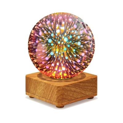 China Modern 3D Firework Star Colorful Crystal Glass Ball Night Light LED Night Light USB Projector Lamp for Gifts for Friend and Family for sale