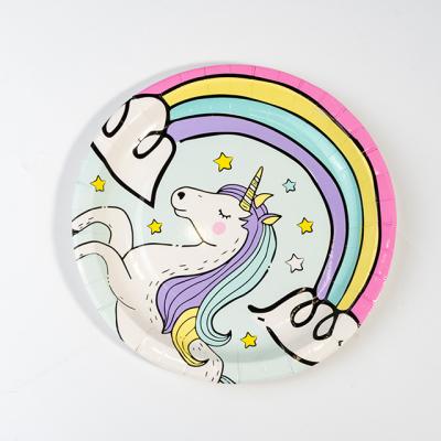 China Disposable High Part Unicorn Series Table Decorative Selling 9 Inch Disposable Paper Plate for sale