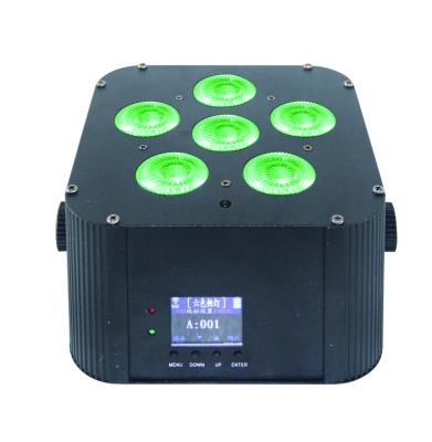 China Dj stage light battery quad rgbwa uv 6in1 par light 6x18w battery wireless dmx led uplight for wedding  for sale