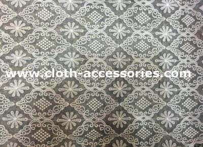 China Patterned Embroidered Net Lace Diamond Shaped / Geometric 100 Cotton Lace Fabric for sale