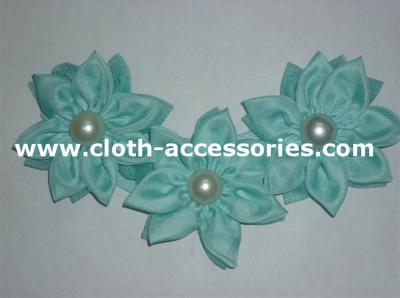 China 120D Green Formal Chiffon Fabric Flower Corsage With Three Flower for sale