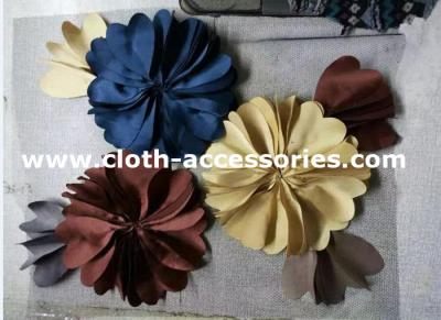 China Big Blue And Yellow Silk Fabric Flower Corsage Polyester Satin SGS / BV / ITS for sale