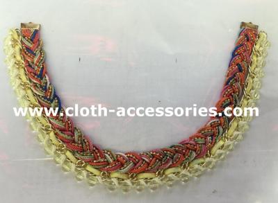 China Yellow And Red Handmade Beaded Necklaces Knitting For Garment Accessories for sale