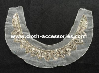 China Ladies Acylic Glass Beaded Trimmings / Gunmetal Beaded Collar Applique for sale