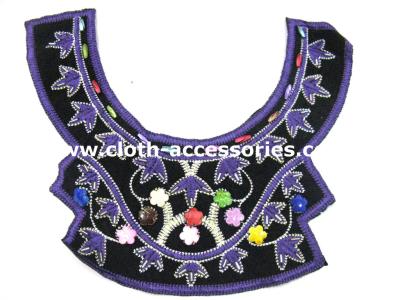 China Purple Embroidery Beaded Neck Trim Handmade For Winter Maxi Dress for sale