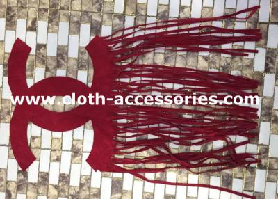 China Red Velvet Sew On Clothing Appliques Handmade Laser Cutting With Tassel for sale