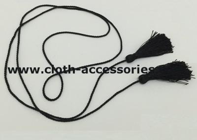 China Polyester Skinny Cloth Belts With Fringe Tassel / Black Braided Belt For Women for sale