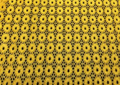 China Tela de nylon del cordón del diseñador redondo amarillo del modelo para la ropa de la moda en venta