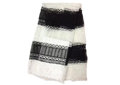 China Classics Black and White Crochet Embroidered Lace Fabric For Evening Dresses Popular French Style for sale