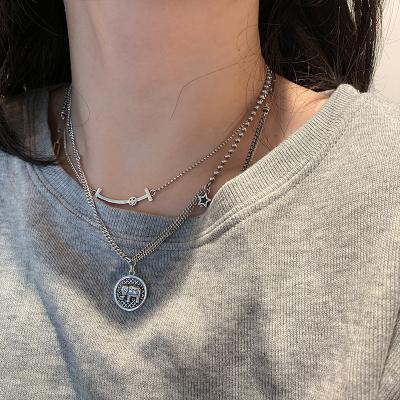 China European and American Hiphop 925 Silver Elephant Retro Necklace clavicle chain CIA female simple hip wild hop necklace fashion for sale