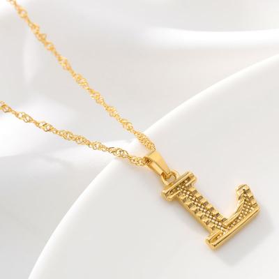 China TRENDY Letter Stainless Steel Women Jewelry Pendant Gold Plated Initial Necklace Women 2021 Initial Necklace Jewelry New for sale