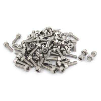 China M3x10mm Stainless Steel Hex Socket Head Knurled Cap Screws Bolt Nut Set 50Pcs for sale