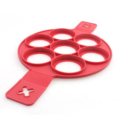 China Viable Perfect Non-Toxic Flip Multi Kitchen 7 In 1 Circle Silicone Pancake Rings Mold Pancakes Egg Tools for sale