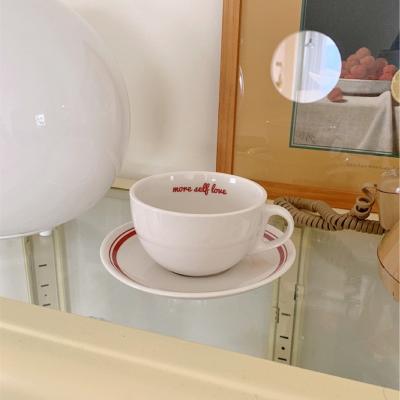 China Lelyi Korea Blogger Vintage Sustainable Statistical Marking Line Coffee Cup Vintage With Same Cup And Saucer for sale