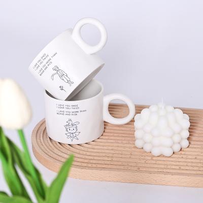 China Sustainable Lelyi Ins Couple Retro Ceramic Coffee Mug Single Milk Coffee Mug for sale