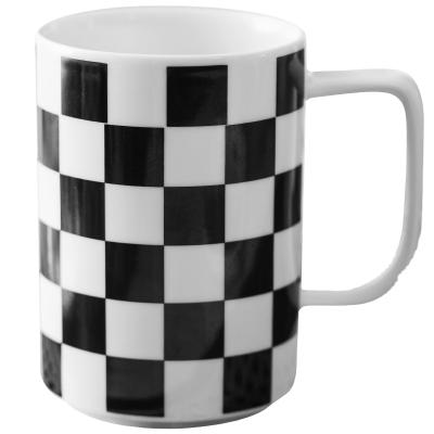 China Lelyi Sustainable Retro Checkerboard Ins Office Home Office Ceramic Mug for sale