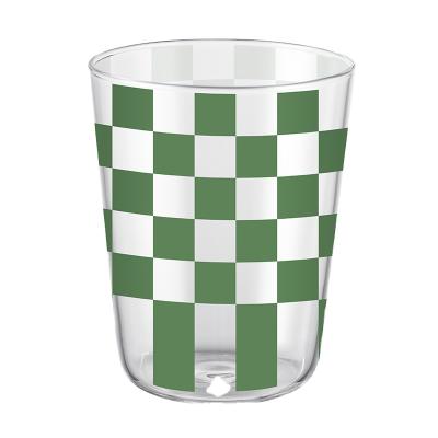 China Lelyi INS Checkerboard Cup Household Heat Resistant High Sustainable Borosilicate Glass Water Glass Mug for sale