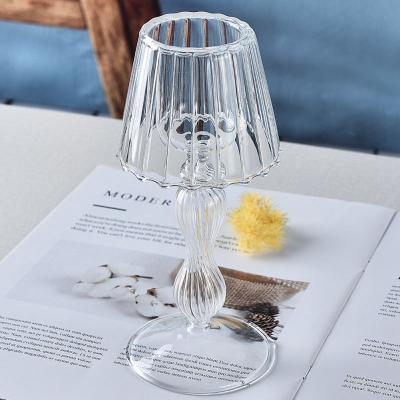 China Lelyi European style home decoration table lamp clear glass candle holder for sale