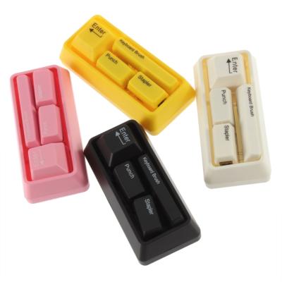 China Lelyi Plastic Hot Selling Keyboard Stationery Desk Set with Mini Brush and Mini Stapler for sale