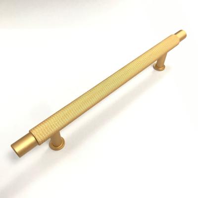 China Exterior Matte Knurling Gold Furniture Cabinet Door Aluminum Alloy Knurling Pull Handle for sale