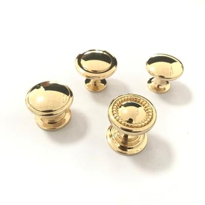 China Modern Kitchen Cupboard Hardware Furniture Drawer Gold Round Shiny Zinc Alloy Brass Knob And Handle for sale