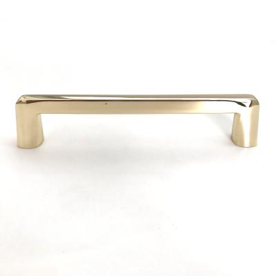 China Never Rust High Quality Polished Shiny Gold Plating Zinc Handle Furniture Cabinet 96mm Handle Pull for sale