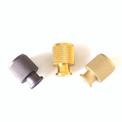 China Wholesale Minimalist Cylinder Stainless Steel Small Decorative Knobs And Pulls 18mm Diameter Handles Brass Knurled Gold for sale