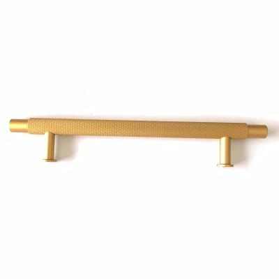 China Straight Modern Cabinet Handle Knurling Design Furniture Handle Cabinet Door T Handle Modern Kitchen Bar and Knobs Gold for sale