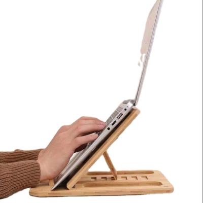 China (Size)Adjustable Foldable Computer Laptop Stands Eco Adjustable Wood Bamboo Material With Fan for sale