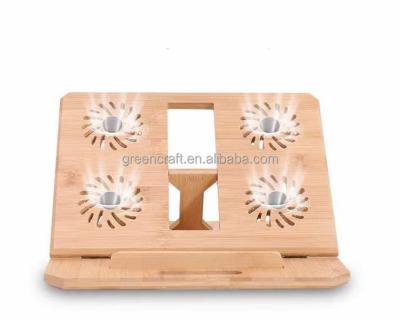 China Newest Design True Adjustable Natural Bamboo Laptop Stand (Height) With Fan for sale