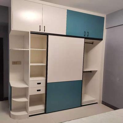 China (Size) Contemporary Simple Home Wardrobe Customized Particleboard Wardrobe Wardrobe Wood Adjustable Sliding Wardrobe Cabinet For Sale for sale