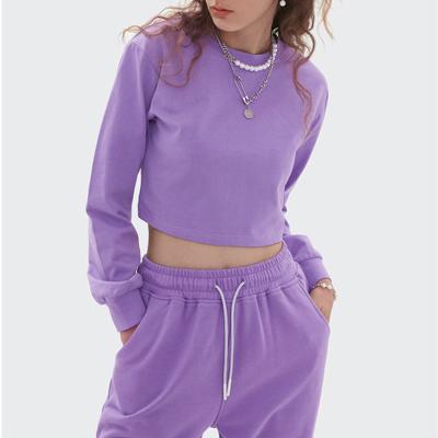 China Custom Women's Drop Shoulder Anti-Wrinkle Fleece White Cropped Sweatshirt Jumper Hoodie Crop Top Hoodie for sale